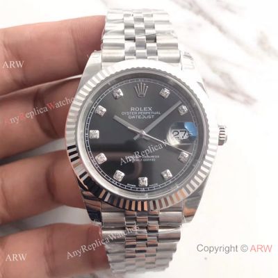  AAA Rolex Datejust II SS Jubilee Band Rhodium Diamond Dial Watch Cal.3255